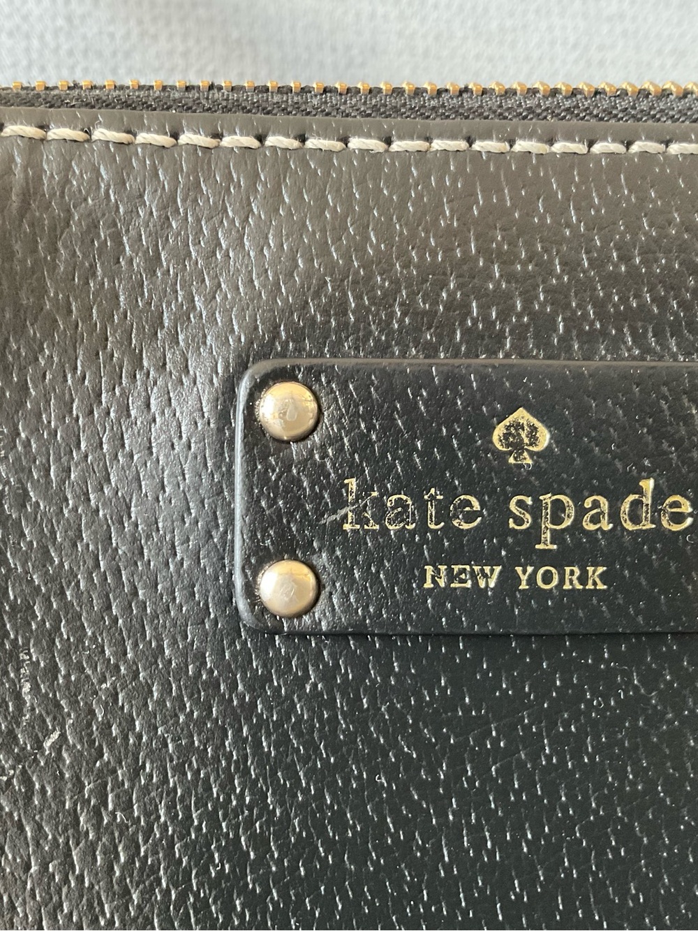 kate spade Black Leather Satchel with Pink Polka Dot Lining - Picture 5 of 7